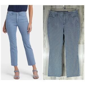 NYDJ Billie Mini Bootcut Ankle Jeans Size 8 (32x27) High Rise Denim Blue Stripe